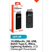 Lkb49 10000 Mah Taşınabilir dahili USB mikro ligthing kablolu LED gösterge powerbank thumbnail 1