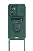 Samsung Galaxy S24 FE Kılıf Zuma Kartvizitli Yüzüklü Silikon - Yeşil thumbnail 2