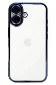 iPhone 16 Kılıf Lensli Silikon - Mavi - 1