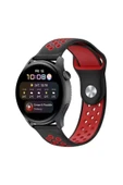Watch 20mm Spor Delikli Kordon - Siyah-Kırmızı - 1