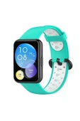 Huawei Watch Fit 2 Spor Delikli Kordon - Turkuaz-Beyaz - 1