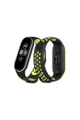 Xiaomi Mi Band 4 Spor Delikli Kordon - Siyah-Yeşil-Beyaz - 1