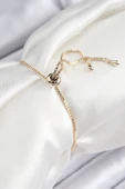 Pirinç Zirkon Taşlı Sıralı Ok Model Gold Renk Asansörlü Kadın Bileklik - TJ-BB7457 thumbnail 2