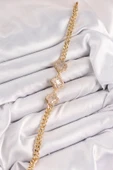 Pirinç Zirkon Taşlı Yonca Model Gold Renk Kadın Bileklik - TJ-BB7545 - 2