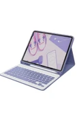 iPad 2022 10.9 (10.nesil) Kılıf KC01 Smart Klavyeli Tablet Kılıfı - Derin Mor - 1