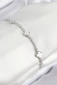 Pirinç Zirkon Taşlı Yonca Model Gümüş Renk Kadın Bileklik - TJ-BB7702 thumbnail 1