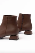 RM-500 Kahverengi Topuklu Fermuarlı Günlük Kadın Bot - 5