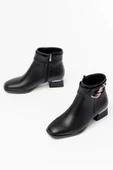 RM-504 Siyah Toka Aksesuarlı Topuklu Fermuarlı Günlük Kadın Bot - 3