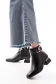 RM-504 Siyah Toka Aksesuarlı Topuklu Fermuarlı Günlük Kadın Bot - 2
