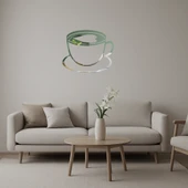 Kalp Figürlü Cappuccino Fincanı Dekoratif  Aynalı Tablo thumbnail 1