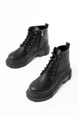 812-2129 Siyah Bağcıklı Fermuarlı Günlük Kadın Bot - 3