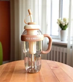 1300 ml Kulplu Suluk Matara Detox ve Soğuk İçecek Şişesi Pipetli Suluk Taşınabilir BPA içermez Kahve - 3