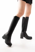 5109-3060 Siyah Topuklu Fermuarlı Günlük Kadın Çizme - 2