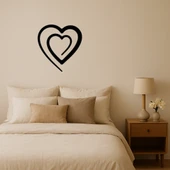 Romantik Çift Kalp Dekoratif Tablo - 1