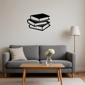 Kitap Yığını Temalı Dekoratif MDF Tablo - 4