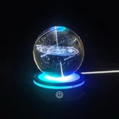 USB'li Gezegenler Tasarımlı Dönen Cam Küre thumbnail 1