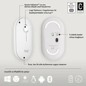 LOGITECH PEBBLE M350S BEYAZ KABLOSUZ SESSİZ MOUSE 910-007013 - 4