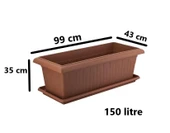 Omnipazar SY-5795 Mega Antik Köşeli Tabaklı Saksı 150 lt Kahverengi 4 Adet thumbnail 2