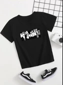 Çocuk Unisex Baskılı T-Shirt - Siyah thumbnail 3