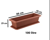 Omnipazar SY-5790 Büyük Antik Köşeli Tabaklı Saksı 100 Lt Kahverengi 4 Adet thumbnail 2