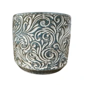 Bitki Tasarımı Ev dekorasyon Mavi Eskitme Çiçek Desen Beton Saksı Çiçeklik Saksılık thumbnail 1