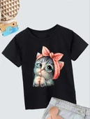 Çocuk Unisex Baskılı T-Shirt - Siyah thumbnail 2