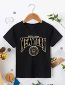 Çocuk Unisex Baskılı T-Shirt - Siyah - 1
