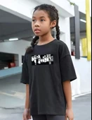 Çocuk Unisex Baskılı T-Shirt - Siyah thumbnail 2