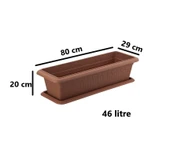 Omnipazar SY-5785 Orta Antik Köşeli Tabaklı Saksı 46 lt Kahverengi 5 Adet thumbnail 2