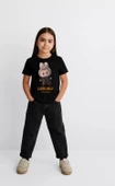 Kız Labubu Çocuk Baskılı T-Shirt - Siyah thumbnail 2