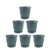 Omnipazar SY-5704 Plastik Ürgüp Tabaklı Saksı Takımı 5 lt Yeşil 6 Adet thumbnail 1