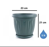 Omnipazar SY-5704 Plastik Ürgüp Tabaklı Saksı Takımı 5 lt Yeşil 6 Adet thumbnail 2