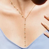 14 Ayar Altın Kaplama Kişiye Özel Kravat&Y Formunda Taşlı İsim Gümüş Kolye - CNS00650 - 2