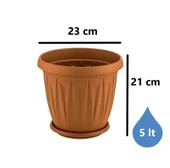 Omnipazar SY-5704 Plastik Ürgüp Tabaklı Saksı Takımı 5 lt Kahverengi 6 Adet thumbnail 2