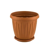 Omnipazar SY-5704 Plastik Ürgüp Tabaklı Saksı Takımı 5 lt Kahverengi 6 Adet thumbnail 3