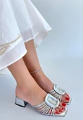 Pabucmarketi Gümüş Rugan Kadın Topuklu Terlik thumbnail 2