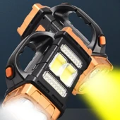 BUFFER® Solar ve USB Şarjlı LED + COB El Feneri | 1500 mAh Şarjlı Taşınabilir Çalışma Işığı-Su Geçirmez HB-2678 thumbnail 2