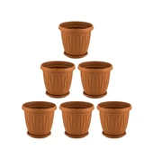 Omnipazar SY-5703 Plastik Ürgüp Tabaklı Saksı Takımı 3,5 lt Kahverengi 6 Adet thumbnail 1