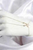 Pirinç Zirkon Taşlı Yıldız Model Gold Renk Şahmeran - TJ-SN710 - 1