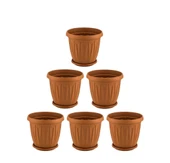 Omnipazar SY-5702 Plastik Ürgüp Tabaklı Saksı Takımı 2,3 litre Kahverengi 6 Adet thumbnail 1