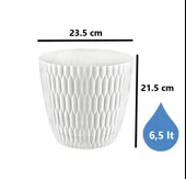 Omnipazar SY-5445 6,5 Lt Beyaz Decora Desenli Saksı 6 Adet thumbnail 2