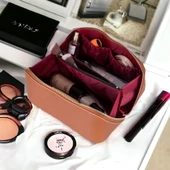 Ella Kadın Seyahat Kozmetik Bakım Makyaj Çantası Organizer Tan Rengi thumbnail 3