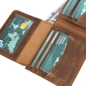 Paul Deri Cüzdan Ve Kartlık, 12 Adet Kart Bölmeli, Antik Kahve thumbnail 4