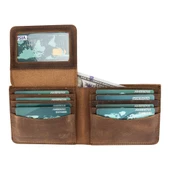 Paul Deri Cüzdan Ve Kartlık, 12 Adet Kart Bölmeli, Antik Kahve thumbnail 3