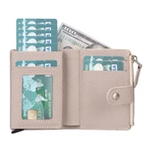 Deri Cüzdan Ve Kartlık, Mekanizmalı, 10 Adet Kart Bölmeli, Bej - 4