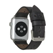 Apple Watch Uyumlu Deri Kordon 42-44-45mm Delikli Siyah - 2