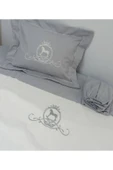 Ege Home Deluxe bebek nevresim takımı %100 pamuklu gri sallanan at nakışlı thumbnail 1