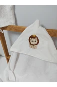 EGE Home aslan nakışlı bebek havlu -kese seti beyaz thumbnail 2