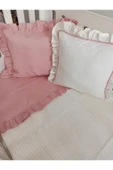 Ege Home deluxe %100 pamuklu fırfırlı bebek pike takımı koyu pudra thumbnail 2