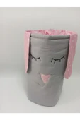 Gri Pembe Yıldız Bebek Çocuk Oyuncak Kirli Çamaşır Sepeti - 1